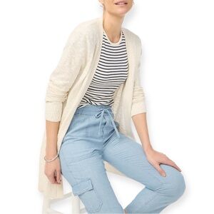 J. CREW Ivory Sweater Beach Duster Cardigan Lightweight Pockets NWT